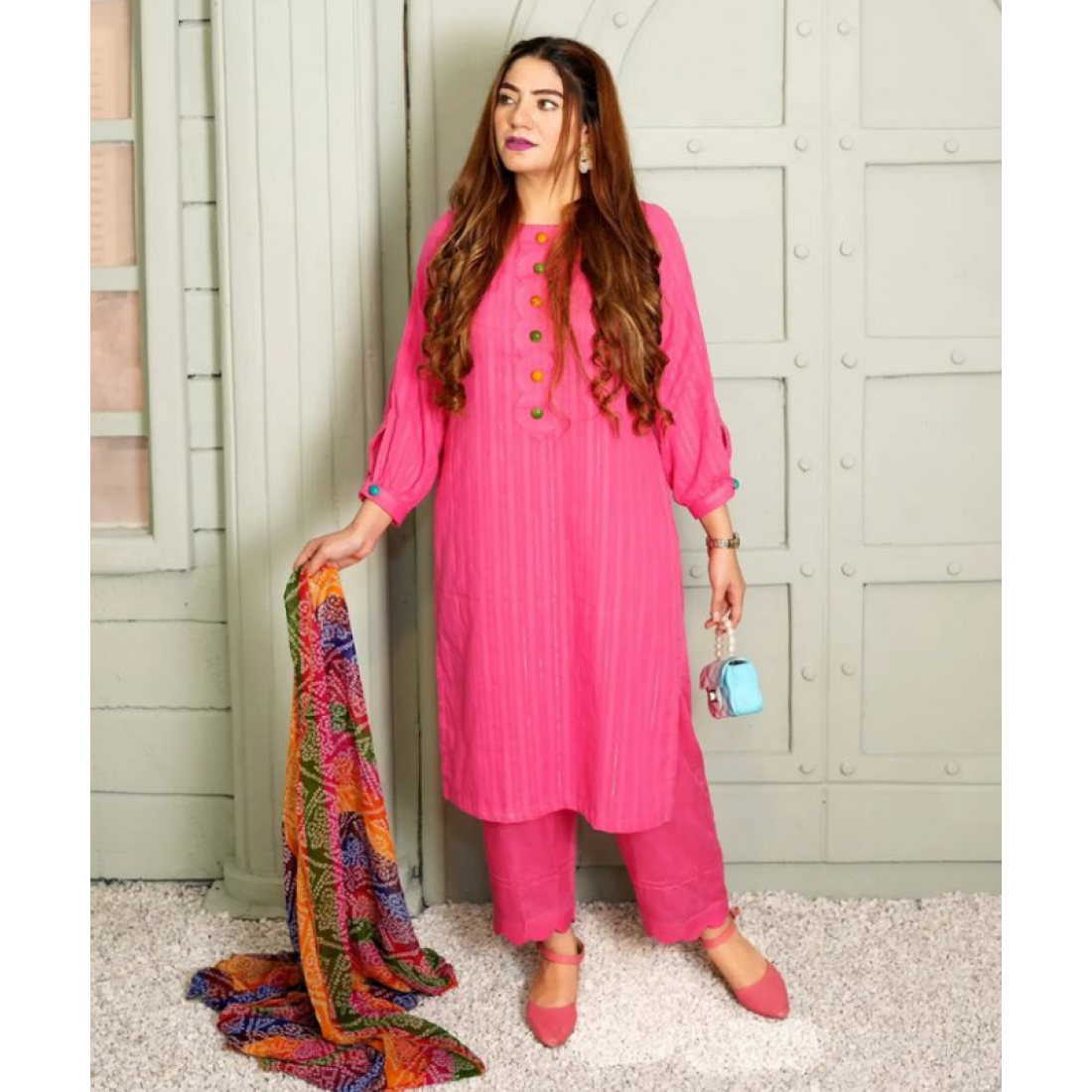 Solid Pink-2 Piece Set